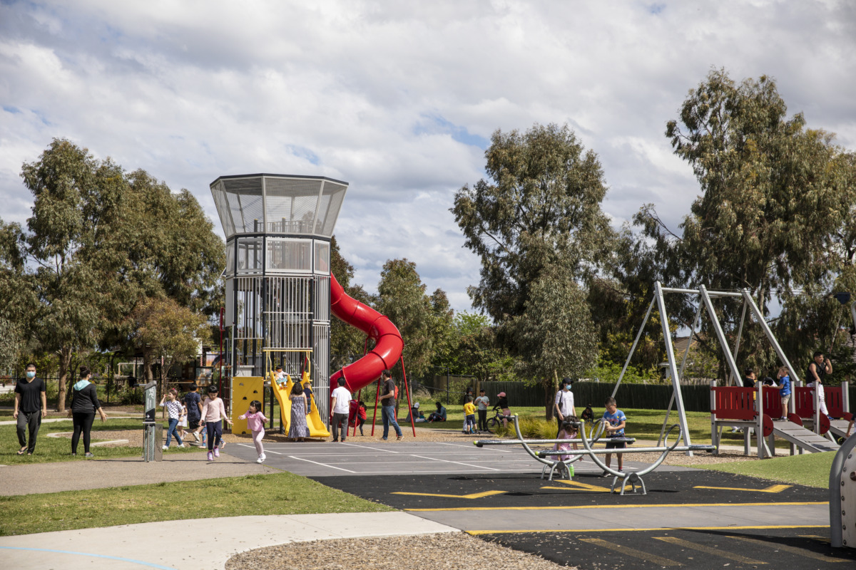 Children playing at local playground in Braybrook.